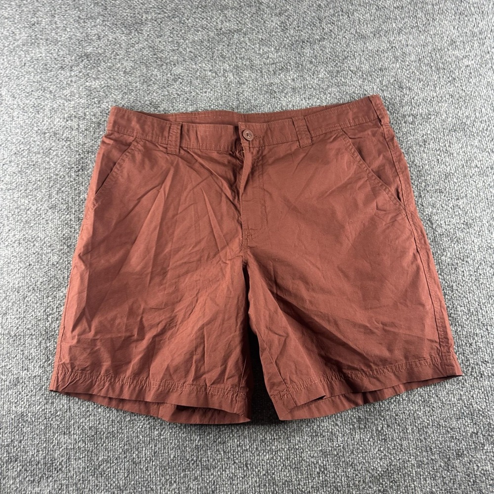 Columbia Shorts Mens 36 Orange Chino Cotton Canvas Flat Front Pockets Summer